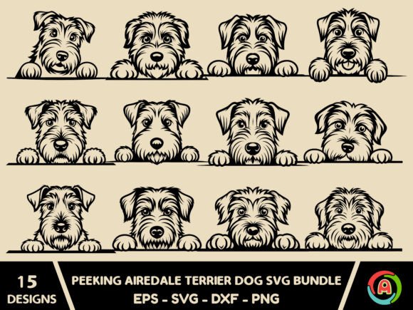 Peeking Airedale Terrier DOG SVG Bundle