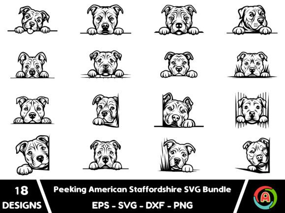 Peeking American Staffordshire Dog SVG