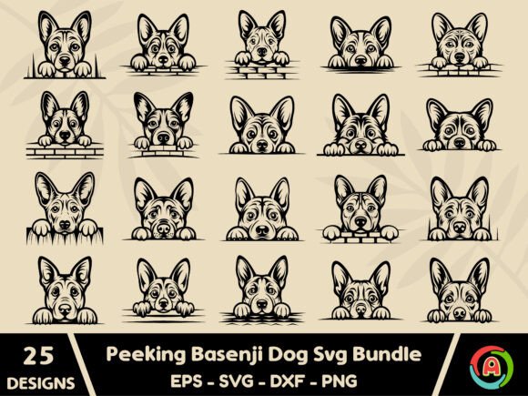Peeking Basenji DOG SVG Bundle