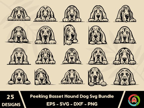 Peeking Basset Hound Dog Svg Bundle