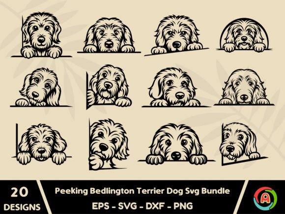 Peeking Bedlington Terrier DOG SVG