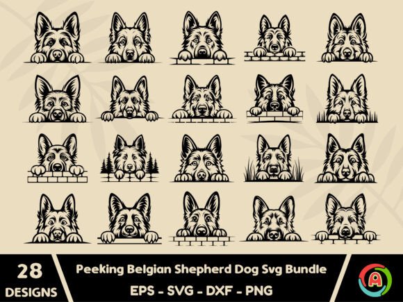 Peeking Belgian Shepherd Dog SVG Bundle