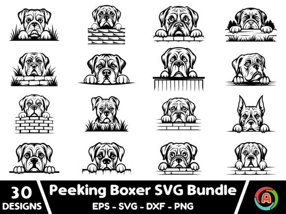 Peeking Boxer Dog SVG Bundle