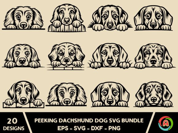 Peeking Dachshund DOG SVG Bundle