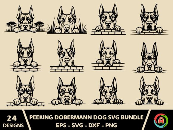 Peeking Dobermann Dog Svg Bundle