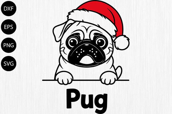 Peeking Dog SVG with Santa Hat