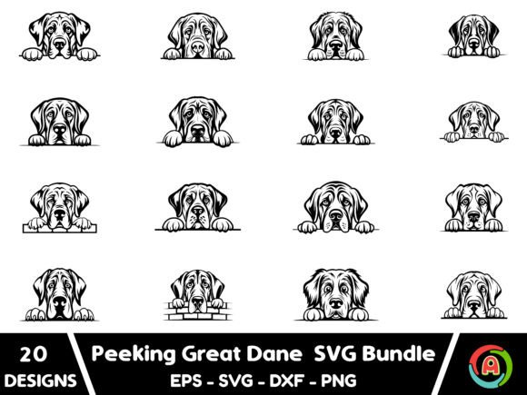 Peeking Great Dane Dog SVG Bundle