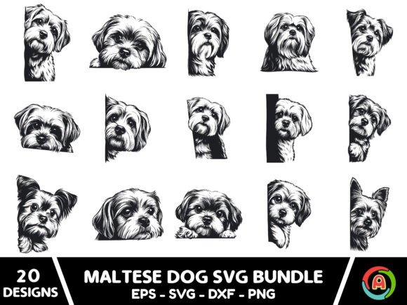 Peeking Maltese Dog Svg Bundle