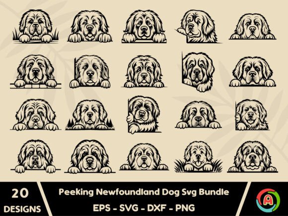 Peeking Newfoundland Dog Svg Bundle