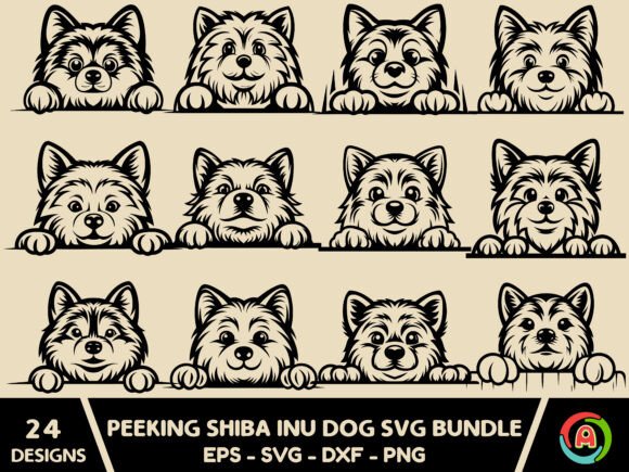 Peeking Shiba Inu DOG SVG Bundle