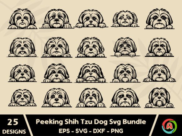 Peeking Shih Tzu Dog Svg Bundle