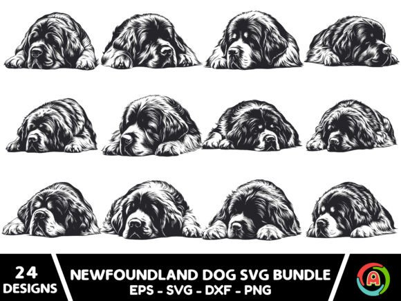 Sleeping Newfoundland Dog Svg Bundle