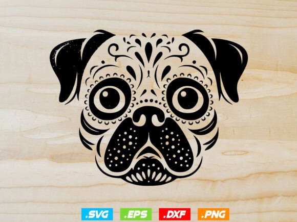 Sugar Skull Pug SVG