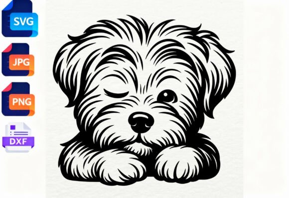 Winking Puppy Dog SVG Cut File